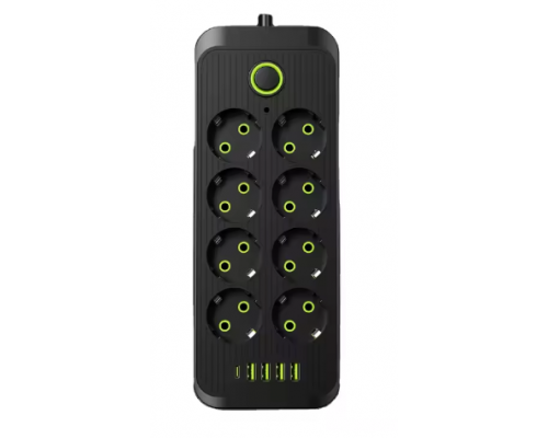 Підовжувач електричний Тк-12 (8×220В+4×USB+1×Type-C) Чорний 5m