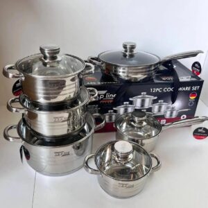Набір кастрюль із нержавіючої сталі Zepline ZP 075 Комплект посуду 12 предметів