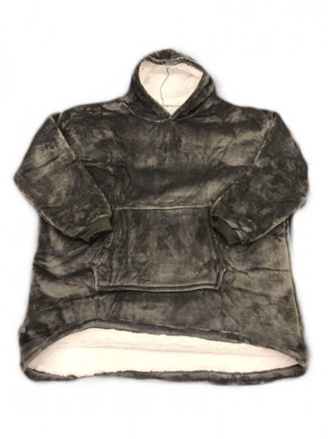Толстовка - плед із капюшоном HUGGLE HOODIE BLANKET, плед із рукавами (Сірий) - Image 3