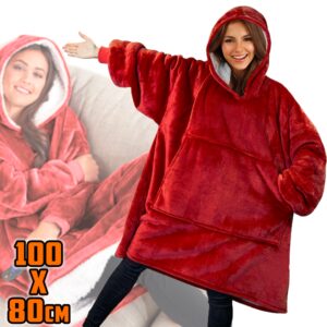 Толстовка - плед із капюшоном HUGGLE HOODIE BLANKET, плед із рукавами (Бордовий)