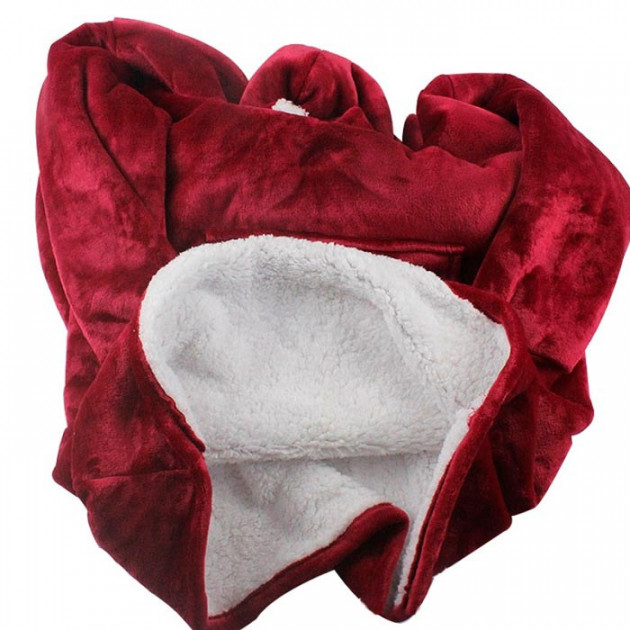Толстовка - плед із капюшоном HUGGLE HOODIE BLANKET, плед із рукавами (Бордовий) - Image 3