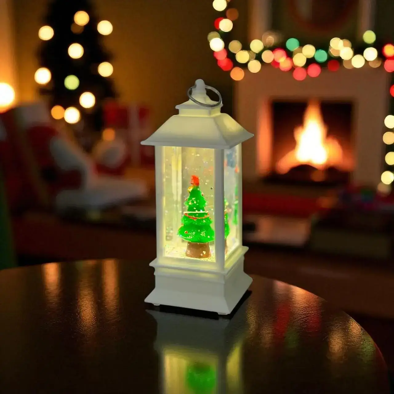 Новорічний LED-нічник «Казковий ліхтар» з рідиною та блискітками 13 см на батарейках iC227 - Image 4