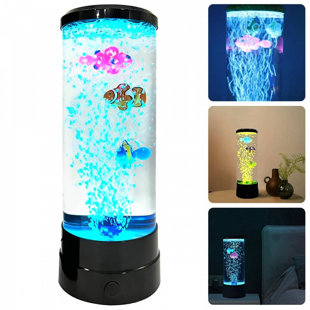 Нічник «Акваріум з плаваючими рибками» (Bubble Lamp, 7 кольорів)