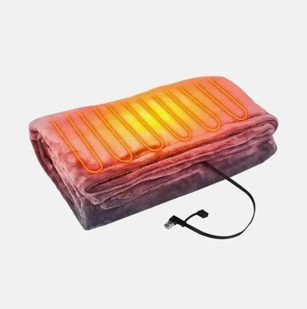 Електроплед одеяло з підігрівом від USB з трьома режимами 155x80 см працює від повербанку Сірий - Image 2