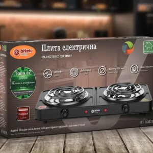 Плита електрична 2 спіралі 2000Вт 132мм BITEK BT-9087B