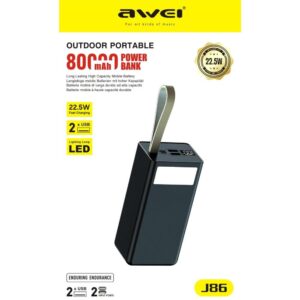 Зовнішній аккумулятор Power Bank Awei J86 80000mAh