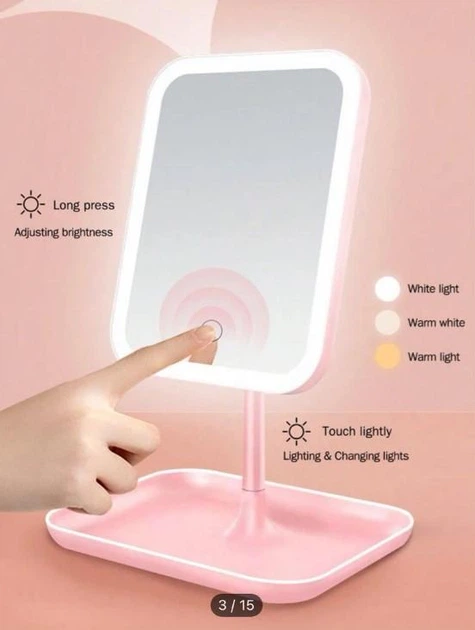 Настільне косметичне зеркало для макіяжу з LED підсвічуванням Makeup Mirror LY-696 на акумуляторі 1200mAh - Image 2