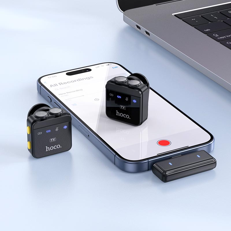 Мікрофон HOCO L17 петличний підвійний бездротовий Dual-mic magnetic (iP/Type-C) - Image 3