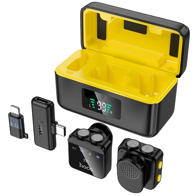 Мікрофон HOCO L17 петличний підвійний бездротовий Dual-mic magnetic (iP/Type-C)