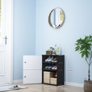 Полиця/шафа для взуття (BXG-02) (Біло-чорна) (метал+пластик)