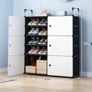 Полиця/шафа для взуття (BXG-006) (Біло-чорна) (метал+пластик)