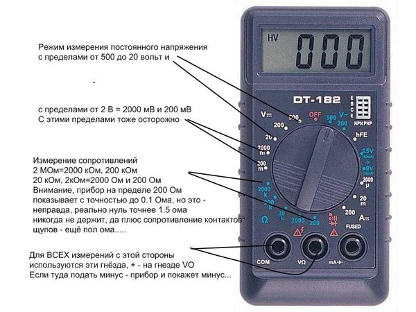 Мультиметр DT-182 (100), мультиметр вольтметр тестер, мультиметр для автомобіля, тестер для електрика - Зображення 14