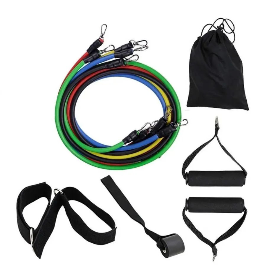 Еспандер гума для зарядок exercise pipe, еспандер гумовий джгут вправи, Фітнес гумки 5 в 1 - Зображення 14