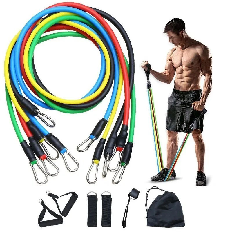 Еспандер гума для зарядок exercise pipe, еспандер гумовий джгут вправи, Фітнес гумки 5 в 1 - Зображення 28