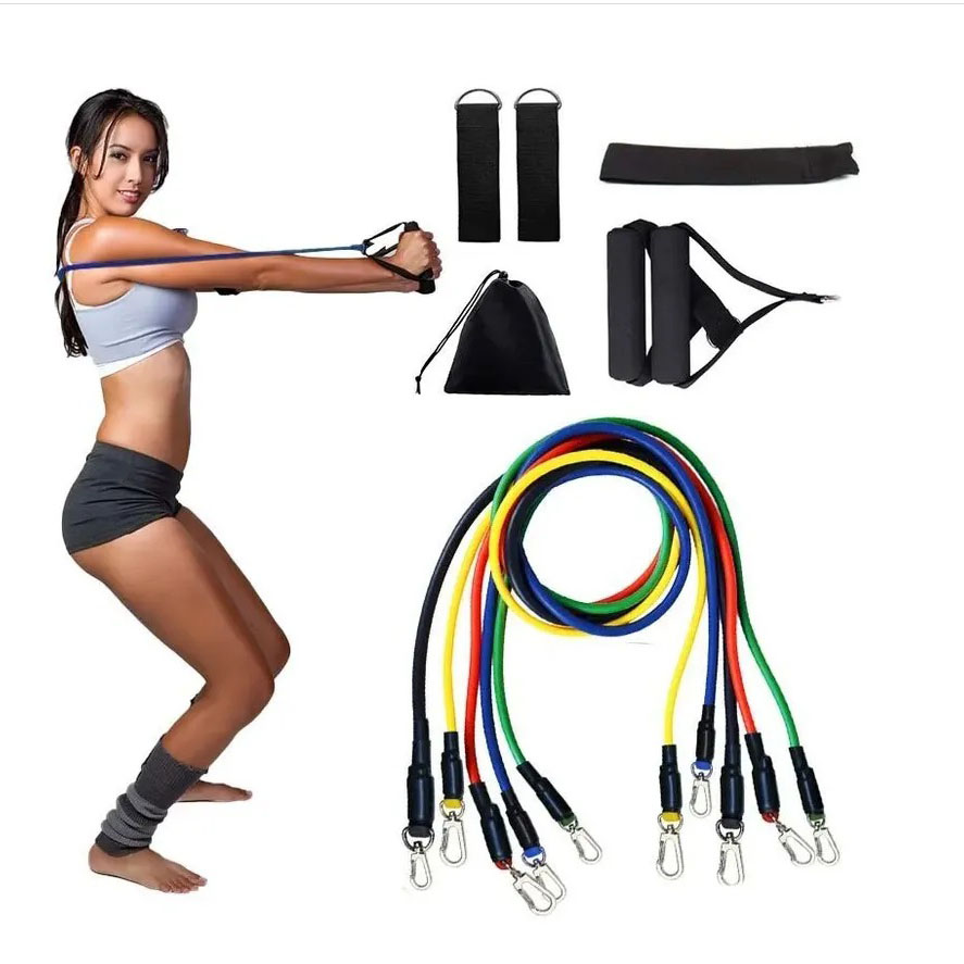 Еспандер гума для зарядок exercise pipe, еспандер гумовий джгут вправи, Фітнес гумки 5 в 1 - Зображення 13